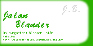 jolan blander business card